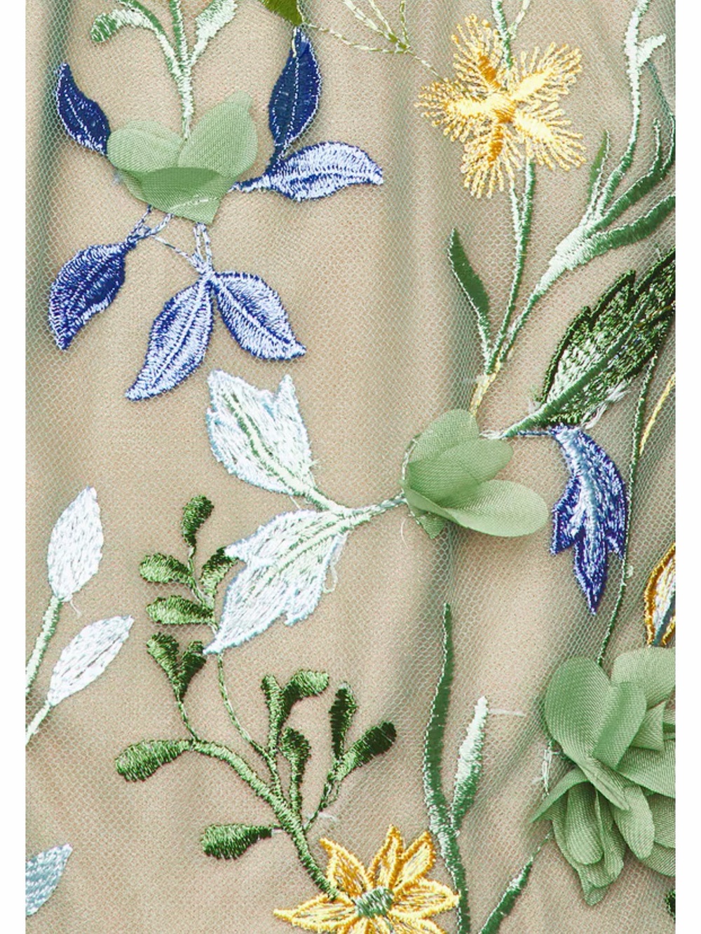 Sage Green Floral Embroidered Midi Dress - Picture 6 of 6
